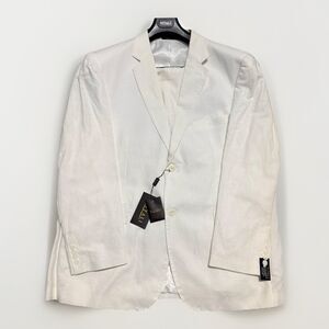NWT VITALI Men's 100% Linen Modern Fit White Suit 52R Jacket Pant Set w/Hangar